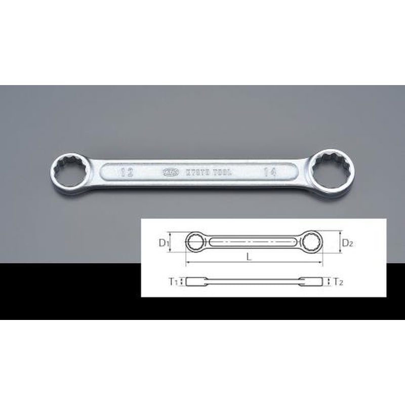 エスコ EA616DB-3 12x14mm両口めがねレンチ(ショート・ストレート) 1個（ご注文単位1個）【直送品】