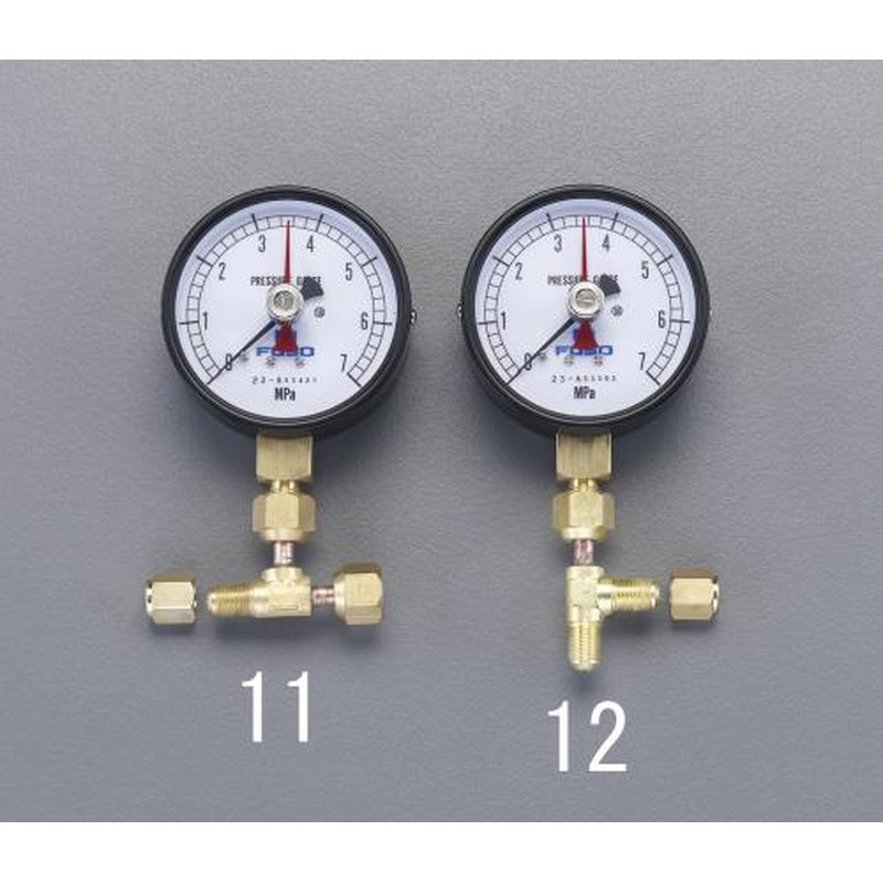 エスコ EA301KA-11 0~7MPa置針式圧力計(アダプター付/ヨコ型) 1個（ご注文単位1個）【直送品】