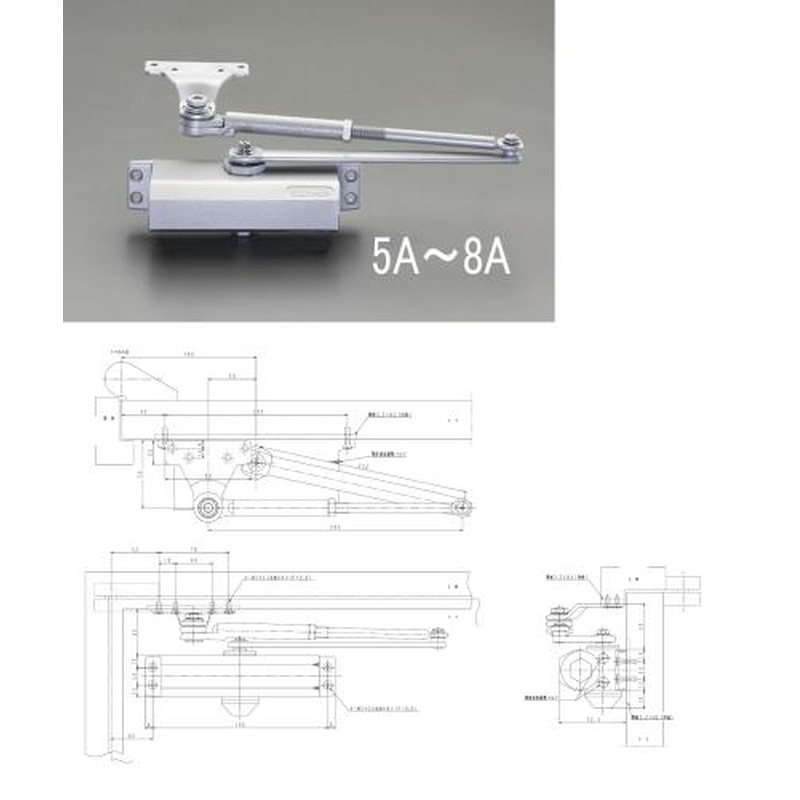 エスコ EA951LD-6A 45kg以下ドアクローザー(パラレル型/シルバー) 1個（ご注文単位1個）【直送品】