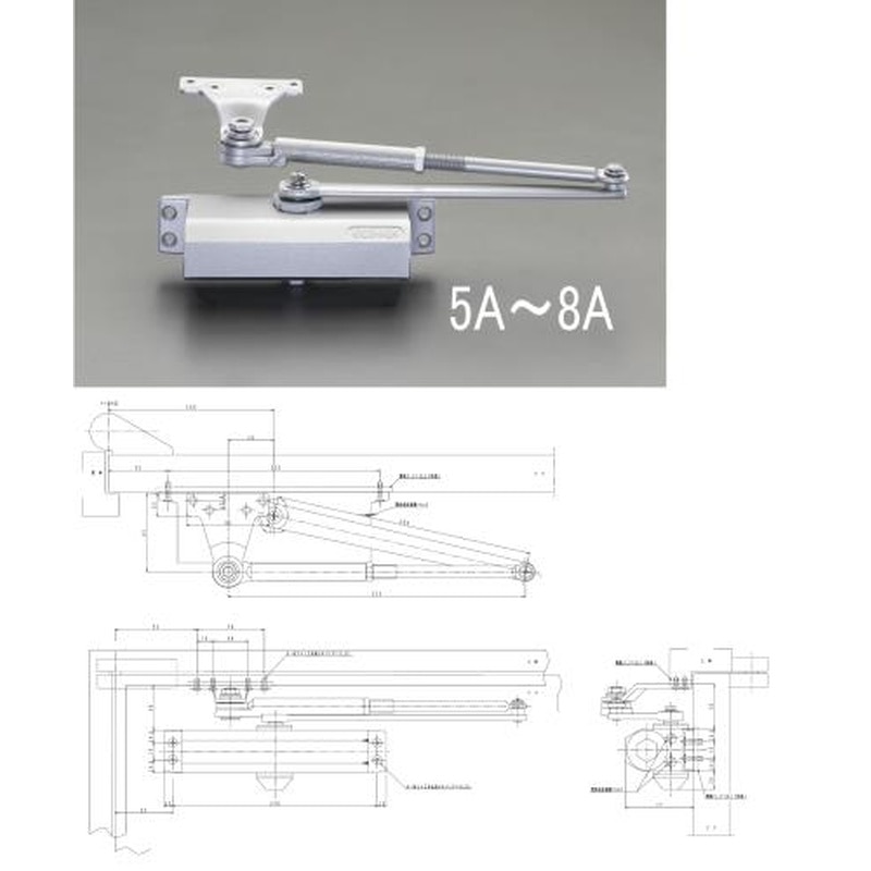 エスコ EA951LD-8A 85kg以下ドアクローザー(パラレル型/シルバー) 1個（ご注文単位1個）【直送品】