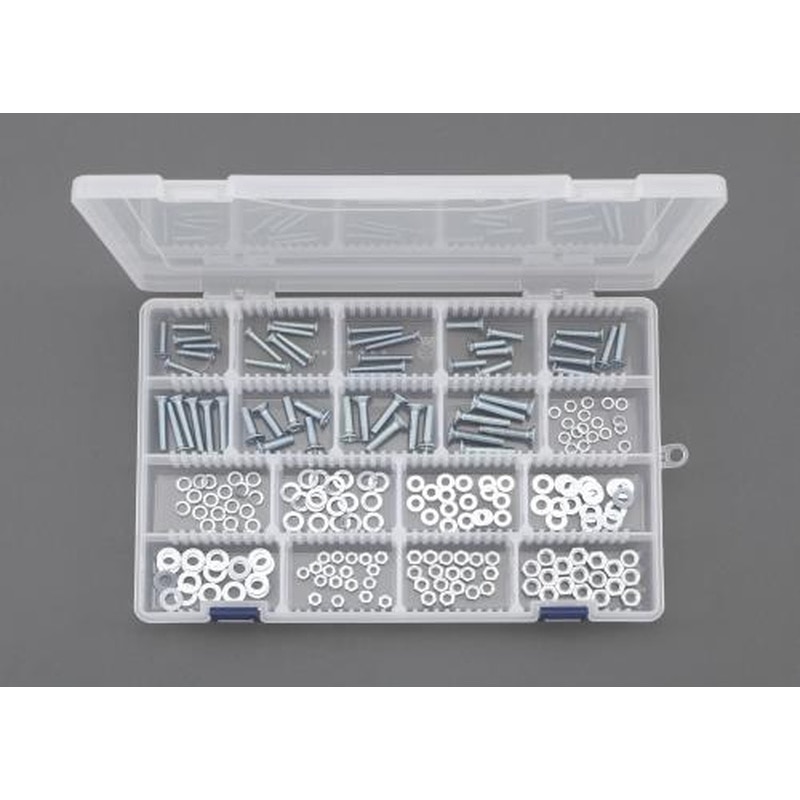 エスコ EA949AF-33 M4・M5・M6皿小ねじ・ナット・ワッシャーセット(ユニクロメッキ) 1個（ご注文単位1個）【直送品】