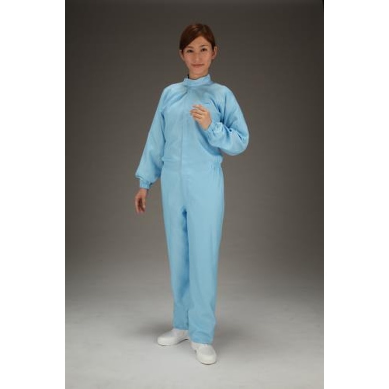 エスコ EA996DD-11[M]クリーンルーム用継ぎ作業服(青/センターファスナー) 1個（ご注文単位1個）【直送品】