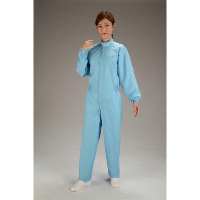 エスコ EA996DB-12[L]クリーンルーム用継ぎ作業服(青/センターファスナー) 1個（ご注文単位1個）【直送品】