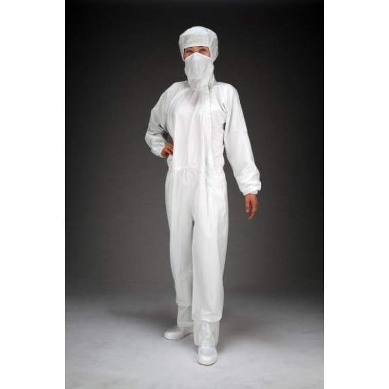 エスコ EA996DC-2[L]クリーンルーム用フード付継ぎ服(白/サイドファスナー) 1個（ご注文単位1個）【直送品】