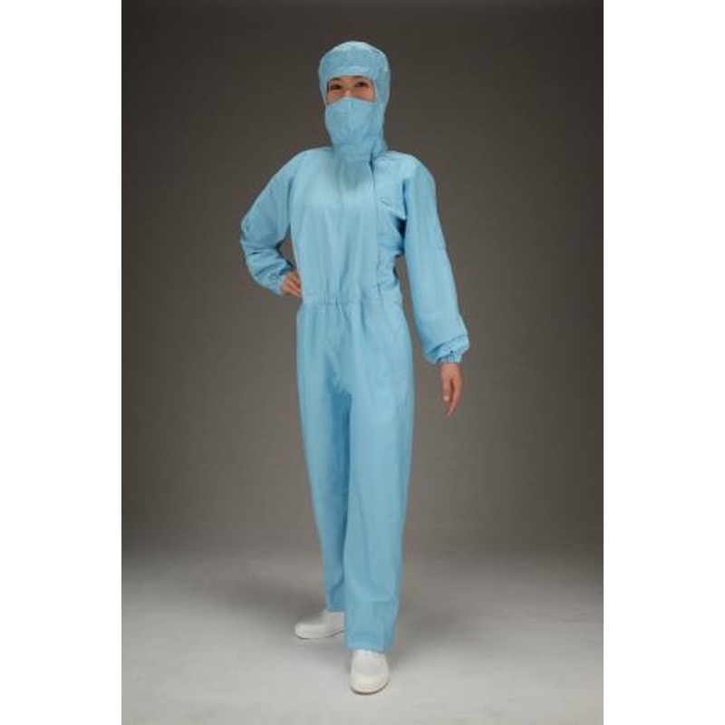 エスコ EA996DC-14[3L]クリーンルーム用フード付継ぎ服(青/サイドファスナー) 1個（ご注文単位1個）【直送品】