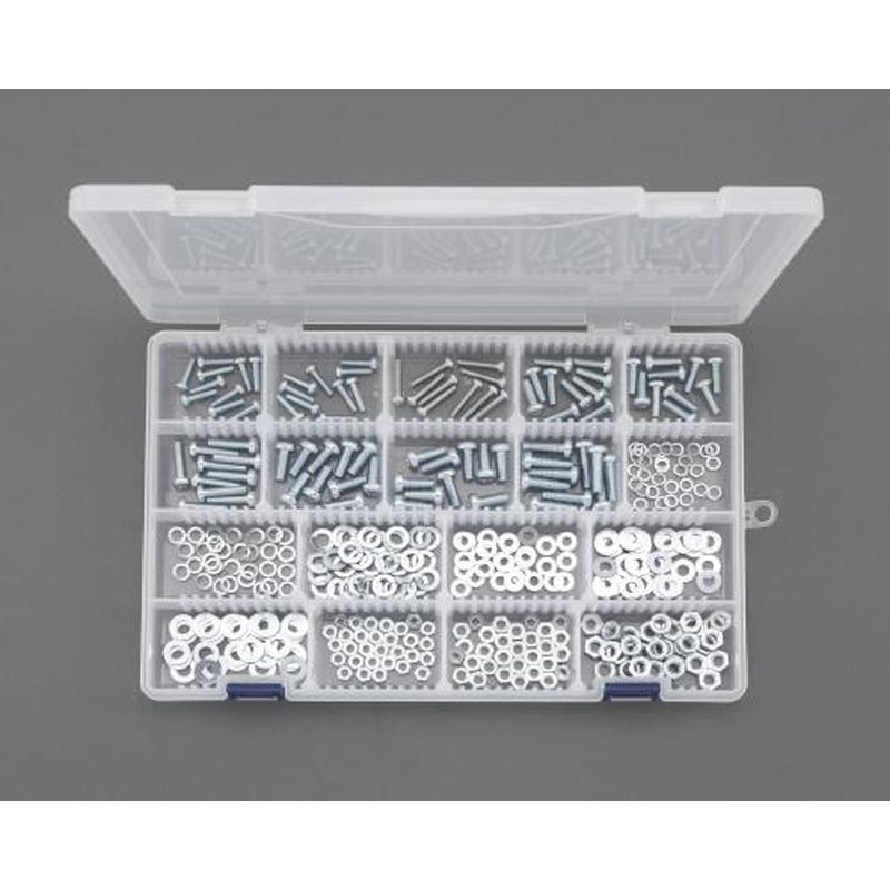 エスコ EA949AF-22 M4・M5・M6鍋小ねじ・ナット・ワッシャーセット(ユニクロメッキ) 1個（ご注文単位1個）【直送品】