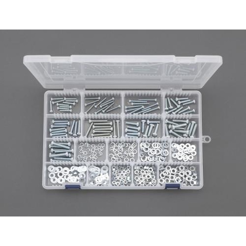 エスコ EA949AF-23 M4・M5・M6鍋小ねじ・ナット・ワッシャーセット(ユニクロメッキ) 1個（ご注文単位1個）【直送品】