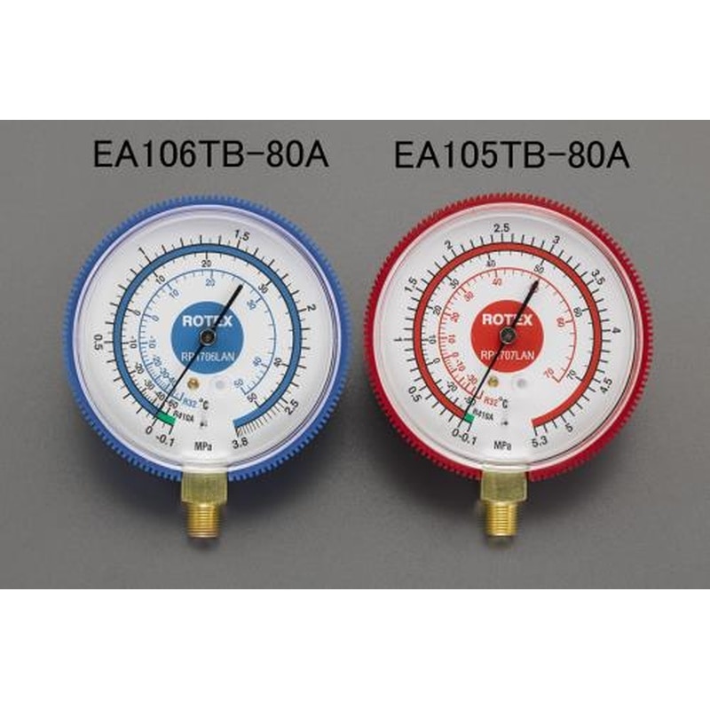 エスコ EA105TB-80A[R32・R410A]φ80mm圧力計 1個（ご注文単位1個）【直送品】