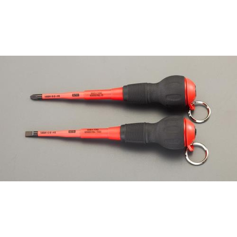 エスコ EA557BL-10 絶縁グリップドライバーセット(落下防止リング付) 1個（ご注文単位1個）【直送品】