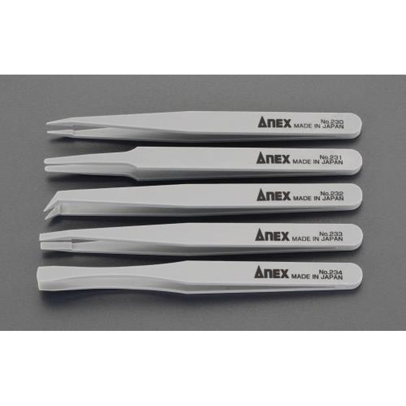 エスコ EA595KB-10 5本組精密ピンセット(プラスチック製) 1個（ご注文単位1個）【直送品】