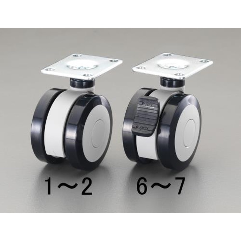 エスコ EA986TE-7 100mmキャスター(ツインホイール・ブレーキ付) 1個（ご注文単位1個）【直送品】