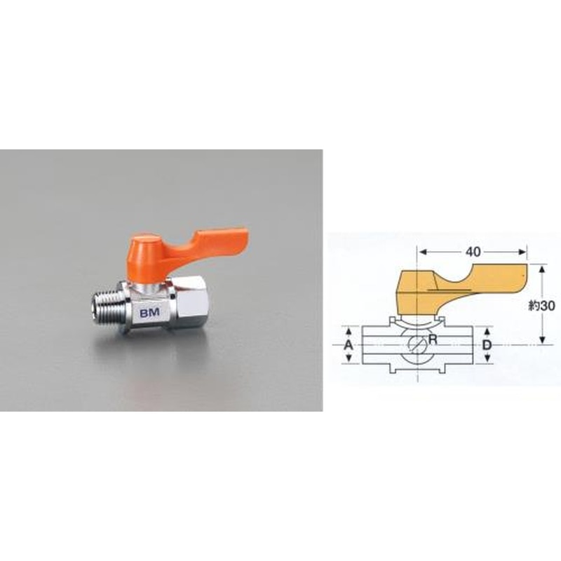 エスコ EA425BM-122 R1/4”xRc1/4”ミニボールバルブ(RoHS対応品) 1個（ご注文単位1個）【直送品】