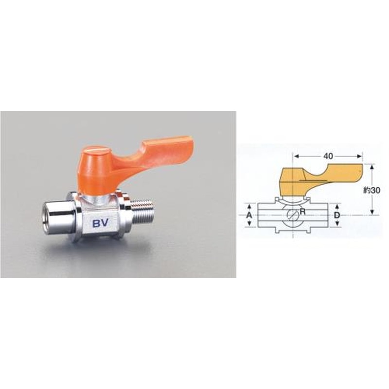 エスコ EA425BV-33 Rc3/8”xG3/8”ミニボールバルブ 1個（ご注文単位1個）【直送品】