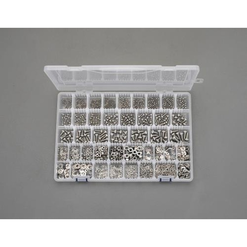 エスコ EA949AD-34 M2-M6鍋頭小ねじ・ナット・ワッシャーセット(ステンレス) 1個（ご注文単位1個）【直送品】