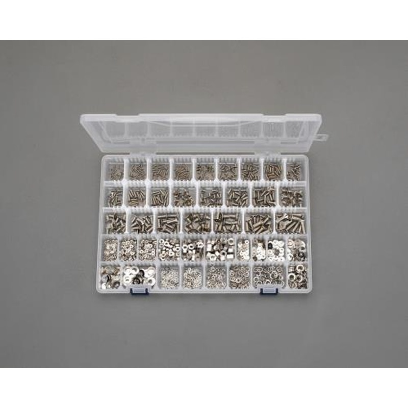 エスコ EA949AE-34 M2-M6皿頭小ねじ・ナット・ワッシャーセット(真鍮製) 1個（ご注文単位1個）【直送品】