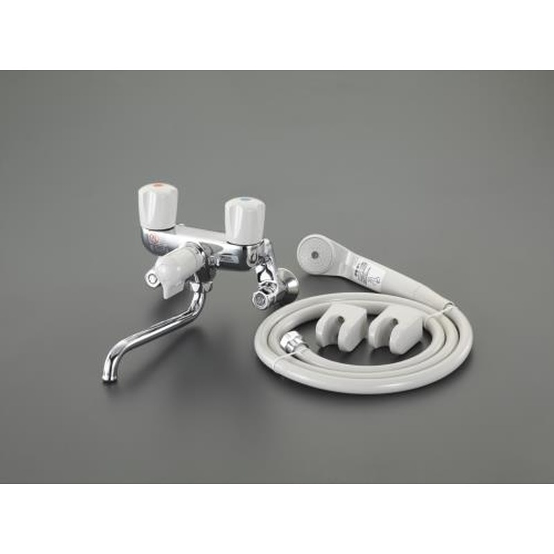 エスコ EA468CY-52 PJ1/2”シャワー付2ハンドル混合水栓(止水栓付) 1個（ご注文単位1個）【直送品】