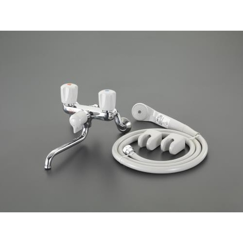 エスコ EA468CY-51 PJ1/2”シャワー付2ハンドル混合水栓(止水栓無) 1個（ご注文単位1個）【直送品】