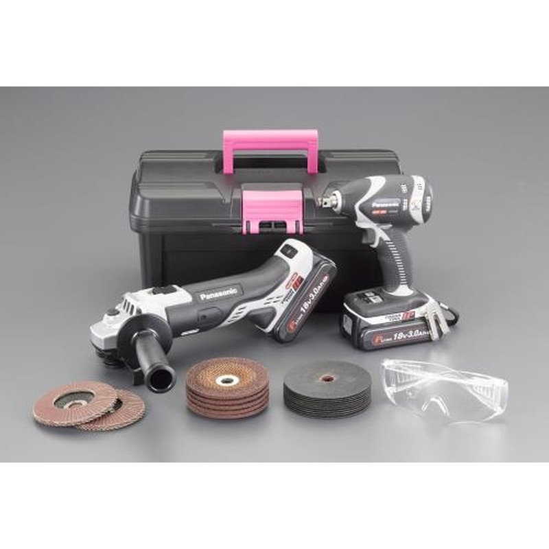 エスコ EA813PD-211 DC18.0Vインパクトドライバー・グラインダーセット(充電式) 1個(ご注文単位1個)【直送品】