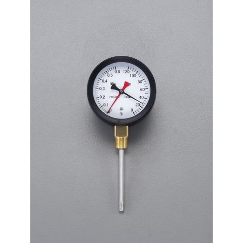 エスコ EA729PA-11 0-120℃/0-0.3MPa/φ88mm水高計(立型) 1個（ご注文単位1個）【直送品】