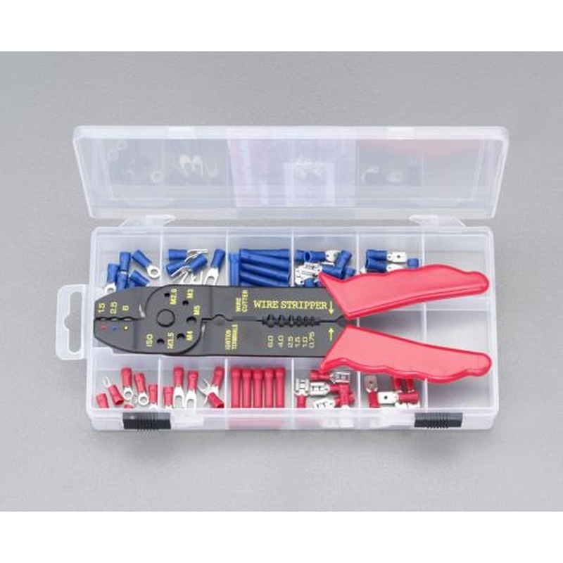 エスコ EA538NH-21 圧着端子セット(圧着ペンチ付) 1個（ご注文単位1個）【直送品】