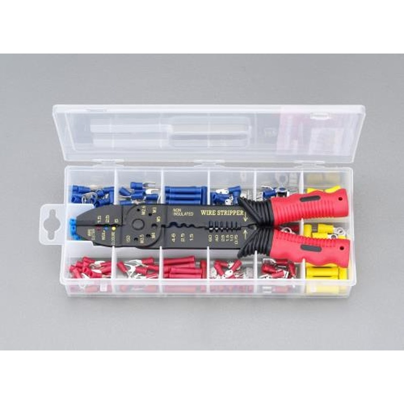 エスコ EA538NH-23 圧着端子セット(圧着ペンチ付) 1個（ご注文単位1個）【直送品】