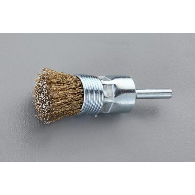 エスコ EA819BM-113 25mm/6mm軸軸付ブラシ(エンド型/スチール製) 1個（ご注文単位1個）【直送品】