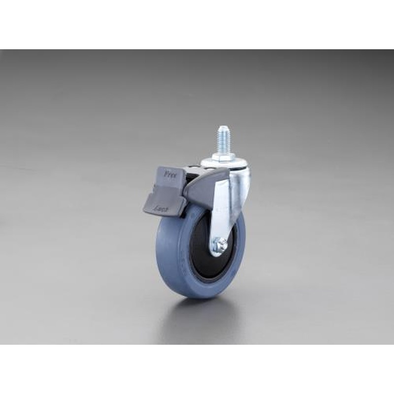 エスコ EA986PT-191 100mmキャスター(自在・微音・ねじ・前ブレーキ) 1個（ご注文単位1個）【直送品】