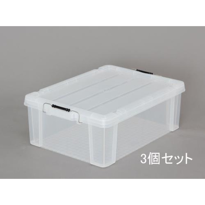 エスコ EA506AB-44B 624x450x227mm収納ケース(バックル付/クリア/3個) 1個(ご注文単位1個)【直送品】
