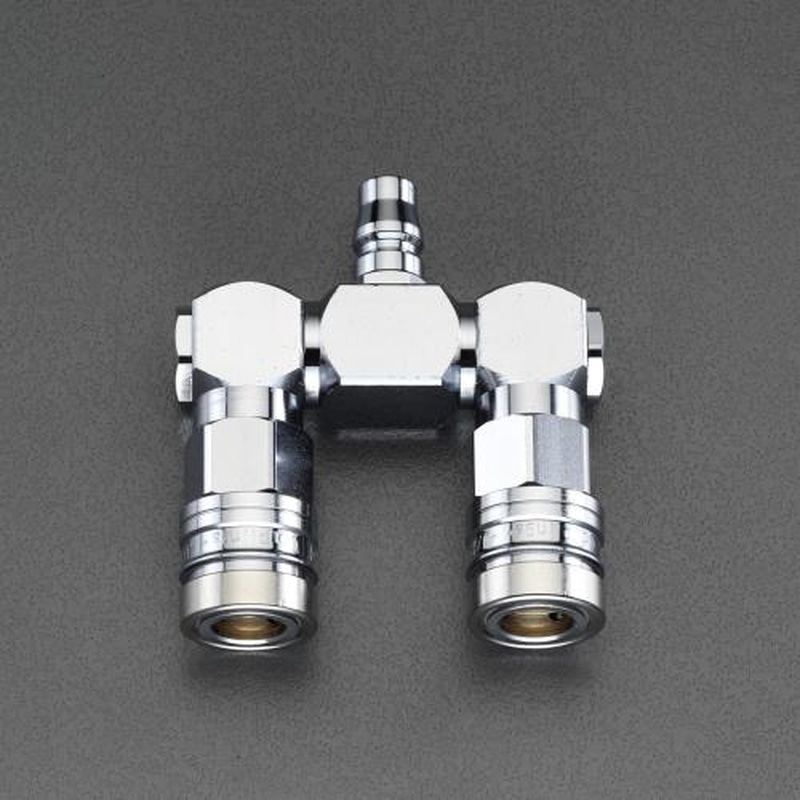 エスコ EA140DK-22 2連自在エアーカップリング(ワンプッシュ/ロックガード付) 1個(ご注文単位1個)【直送品】