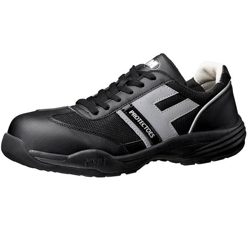 ミドリ安全 小指保護先芯入りスニーカー（ひもタイプ） PF-110ブラック　22.0cm 21250359 1組（ご注文単位1組）【直送品】