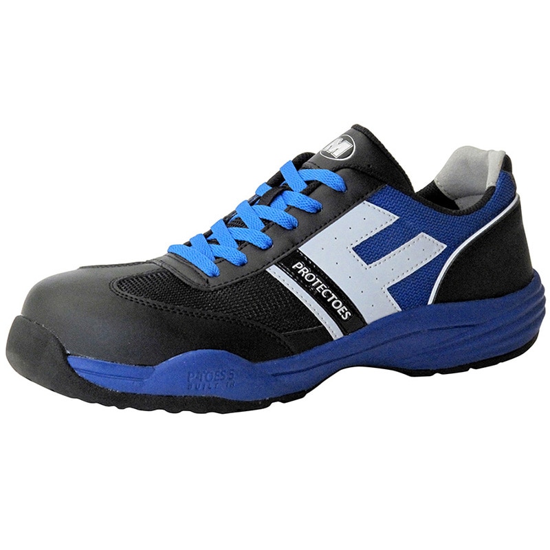 ミドリ安全 小指保護先芯入りスニーカー（ひもタイプ） PF-110ブルー30.0cm 21250360 1組（ご注文単位1組）【直送品】