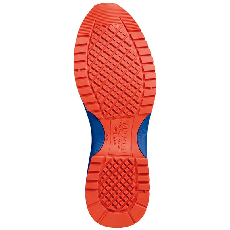 ミドリ安全 超軽量先芯入スニーカー WPT-115 ブルー×オレンジ 24.5cm 21250383 1組(ご注文単位1組)【直送品】