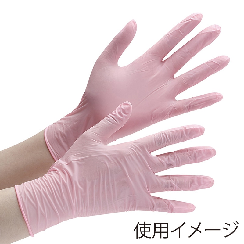 ミドリ安全 ニトリル手袋 薄手 粉なし ベルテ727 L ピンク 100枚入 4049172730 1箱（ご注文単位1箱）【直送品】
