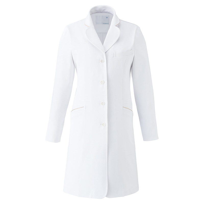 レディスコート 薬剤師用ウェア CM701-01 ホワイト×シャンパン L 1個(ご注文単位1個)【直送品】