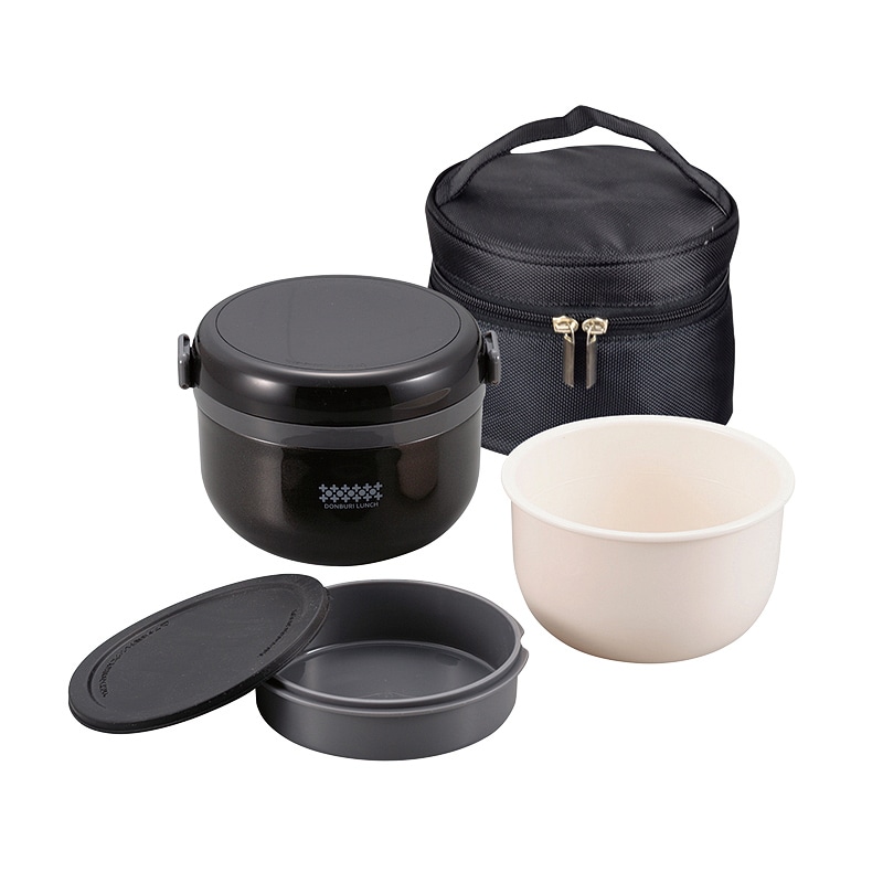 パール金属 保温弁当箱 ほかどん バッグ付 420ml ブラック HB-262 1個(ご注文単位12個)【直送品】