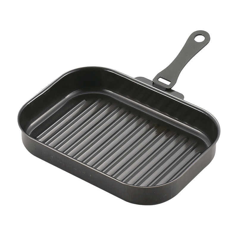 パール金属 ラクッキング　鉄製ハンドル付角型グリルパン 25×17cm HB-4229 1個（ご注文単位20個）【直送品】