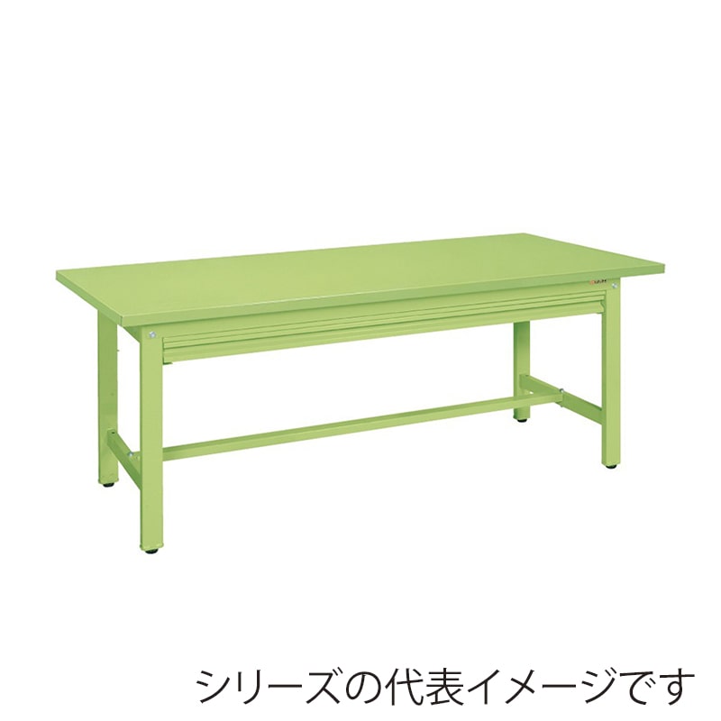サカエ 軽量作業台 KSタイプ 全面引出し付 スチール天板 グリーン KK-39SNZ 1台(ご注文単位1台)【直送品】