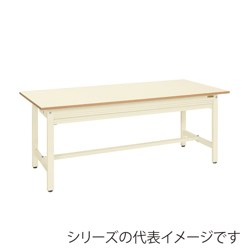 サカエ 軽量作業台 KSタイプ 全面引出し付 ポリエステル天板 アイボリー KK-49NZI 1台(ご注文単位1台)【直送品】