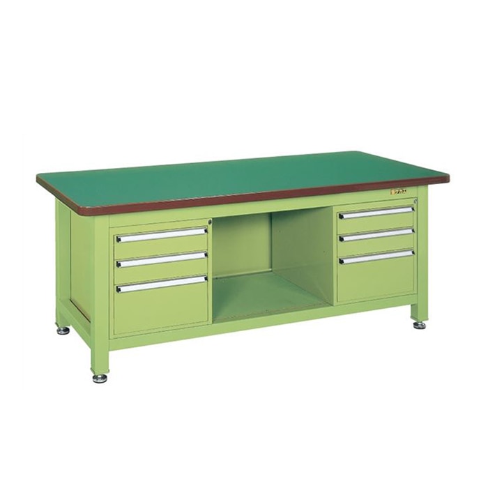 サカエ 超重量作業台 Wタイプ キャビネット3段2個付サカエリューム天板 グリーン/グリーン WF-83F3B 1台(ご注文単位1台)【直送品】