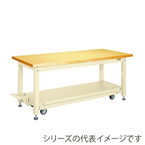 サカエ 重量作業台 ペダル昇降移動式 KWCタイプ 6輪車 スチール天板 グリーン KWCS-158Q6 1台(ご注文単位1台)【直送品】