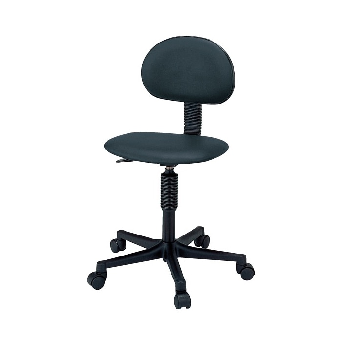 サカエ 作業台用ワークチェアー キャスター付 背もたれ付 ブラック C1C-BKN 1台(ご注文単位1台)【直送品】