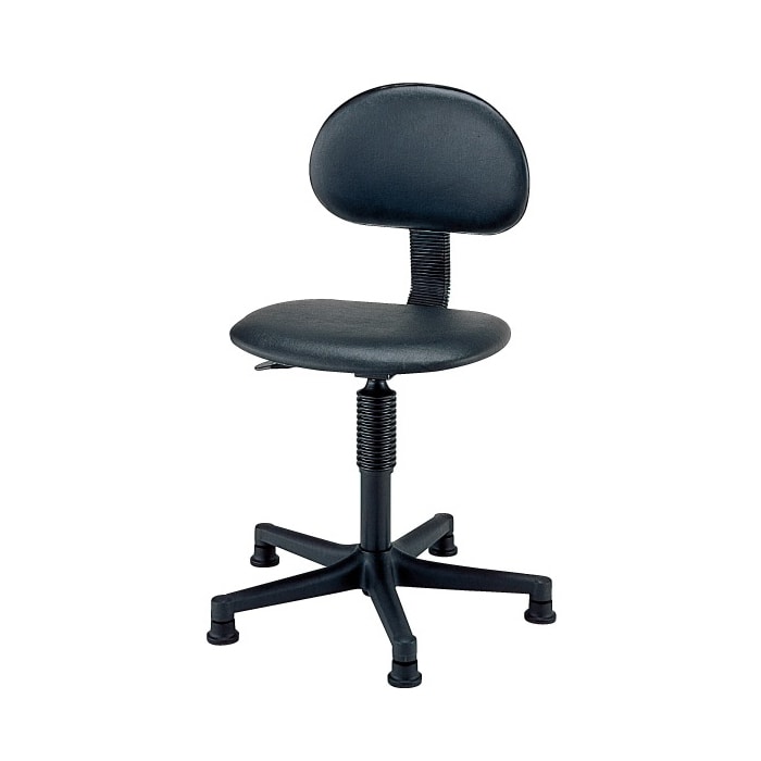 サカエ 作業台用ワークチェアー 固定式 背もたれ付 ブラック C1P-BKN 1台(ご注文単位1台)【直送品】