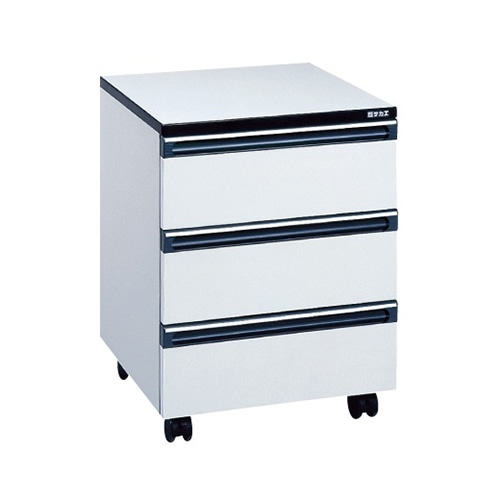 サカエ 木製キャビネットワゴン 引出し3段 グレー LA-3 1台(ご注文単位1台)【直送品】