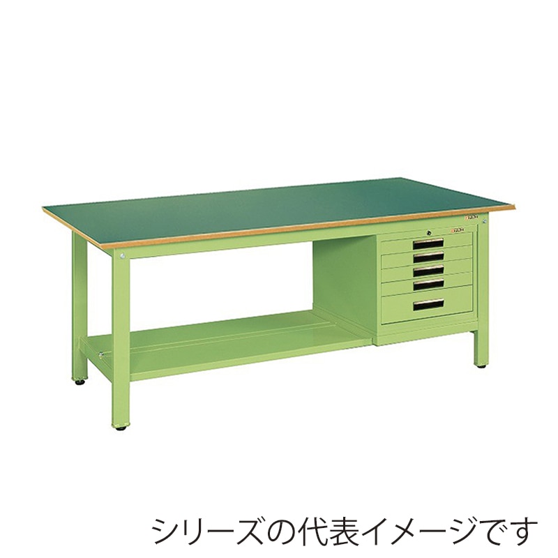 サカエ 軽量作業台 KKタイプ SVE型キャビネット付サカエリューム天板 グリーン/グリーン KK-59FSVE5 1台(ご注文単位1台)【直送品】