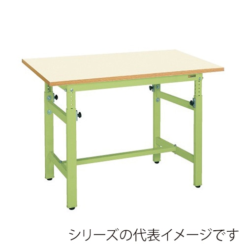サカエ 軽量高さ調整作業台　TKKタイプ ポリエステル天板　アイボリー／グリーン TKK-187PKIG 1台（ご注文単位1台）【直送品】