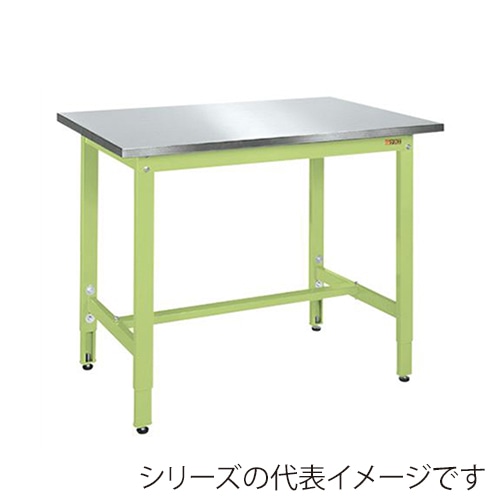 サカエ 軽量高さ調整作業台 TKK8タイプ カブセ天板 ステンレス/グリーン TKK8-157HCSU4 1台(ご注文単位1台)【直送品】