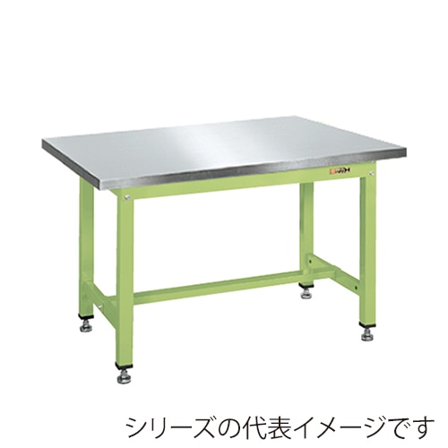 サカエ 中量作業台 KVタイプ カブセ天板 ステンレス/グリーン KV-493PCSU4 1台(ご注文単位1台)【直送品】