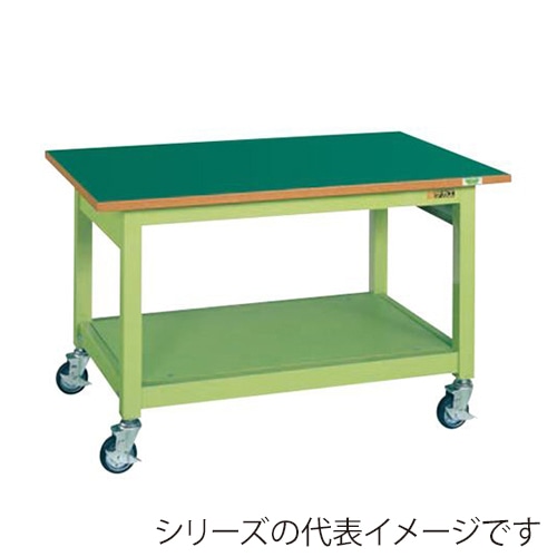 サカエ 中量作業台 KBタイプ 移動式サカエリューム天板 グリーン/グリーン KBF-127FEN 1台(ご注文単位1台)【直送品】