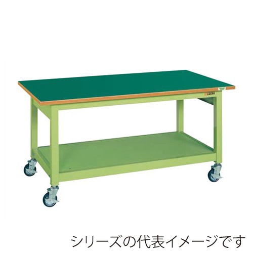 サカエ 中量作業台 KBタイプ 移動式サカエリューム天板 グリーン/グリーン KBF-187FEN 1台(ご注文単位1台)【直送品】