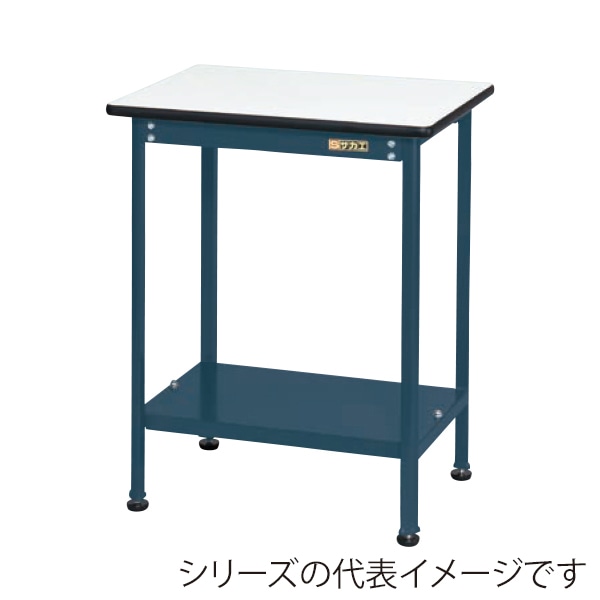 サカエ 軽量小型作業台 中板付 ポリエステル天板 ホワイト/ダークグレー KMT-7545TD 1台(ご注文単位1台)【直送品】